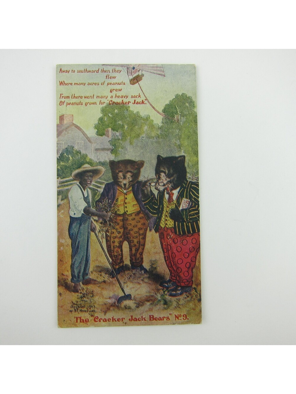 Postcard Cracker Jack Bears Peanut Farmer No. 9 Advertising Antique 1907 RARE